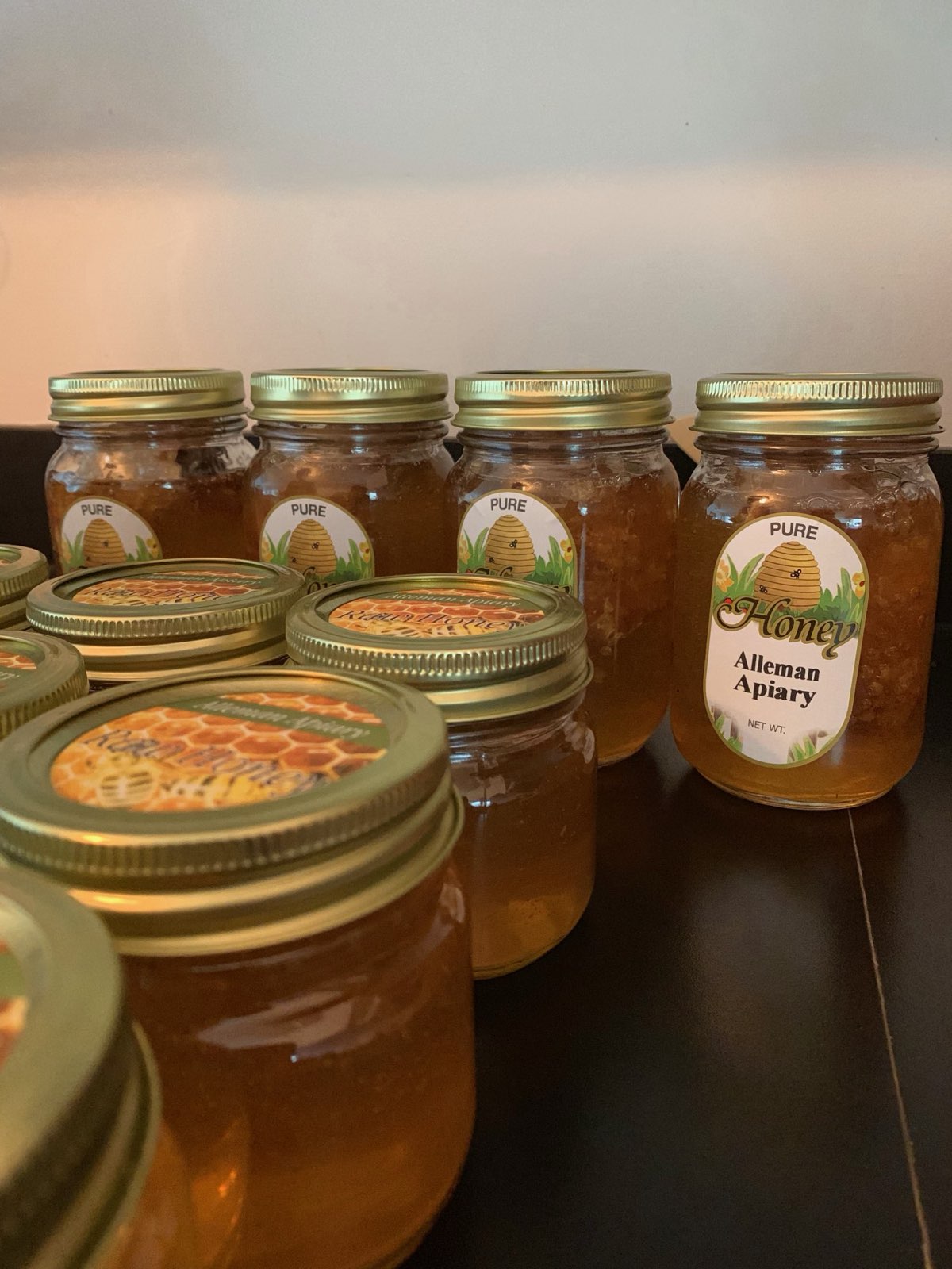Jars of Alleman Apiary honey in Central PA