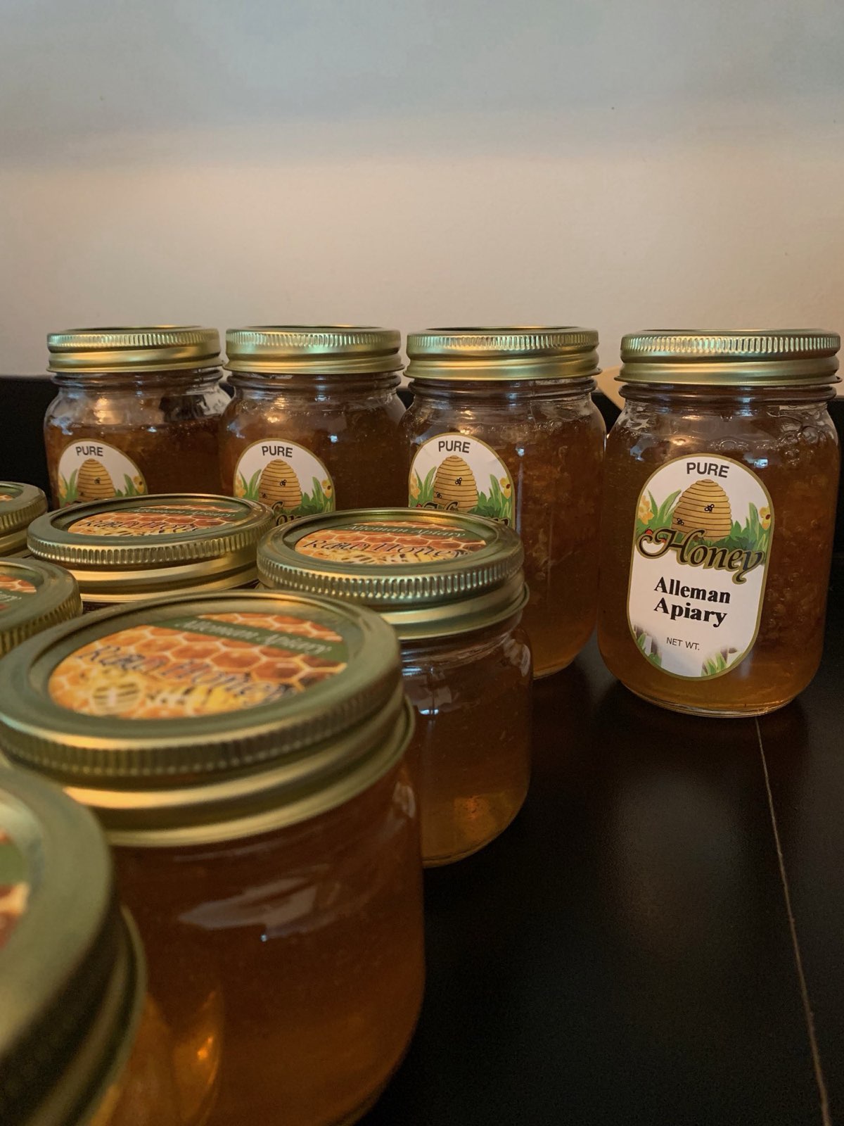 Jars of Alleman Apiary honey in Central PA